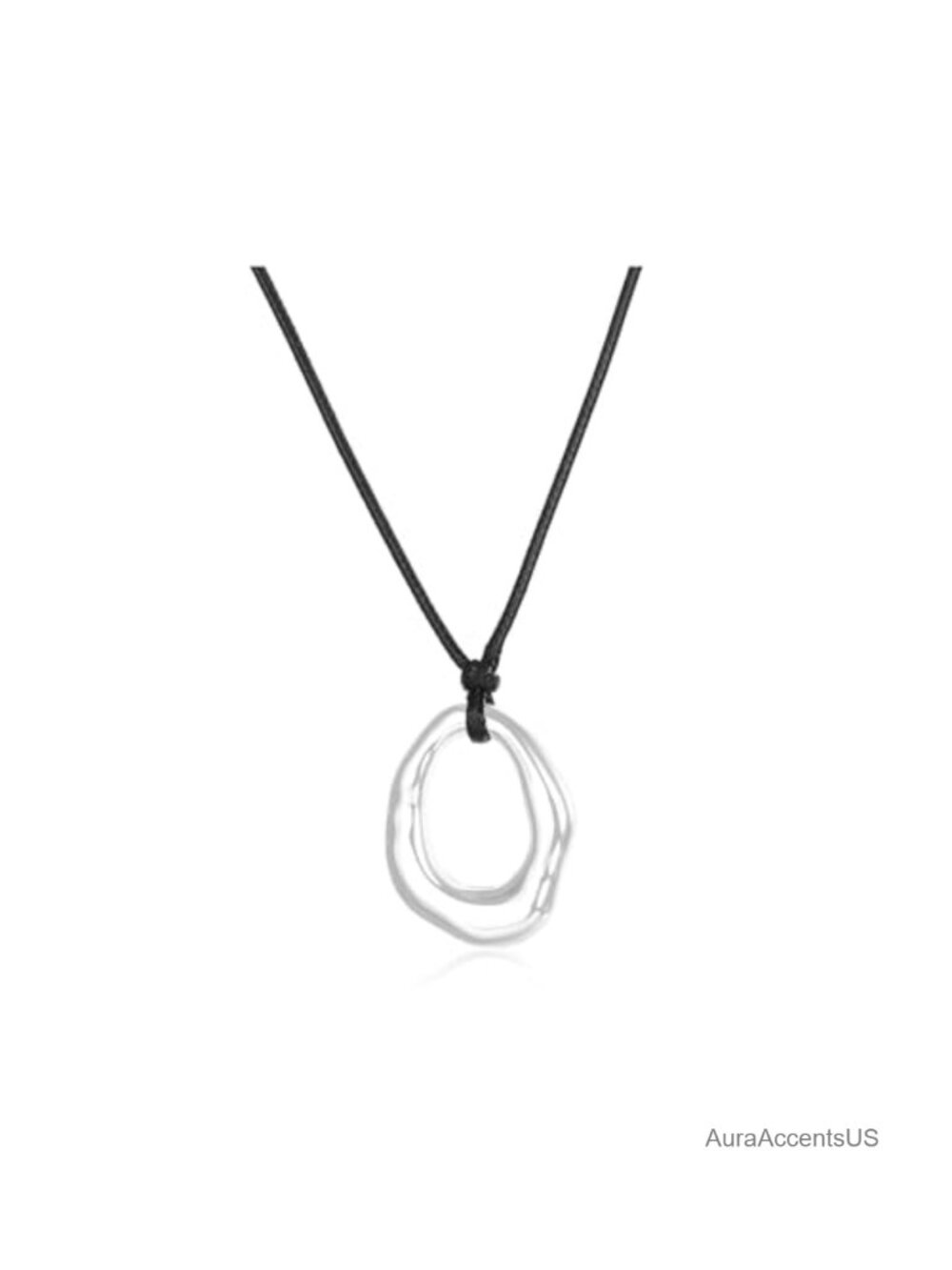 Chunky Statement Necklace Large Oval Circle Pendant Long Rope Necklace